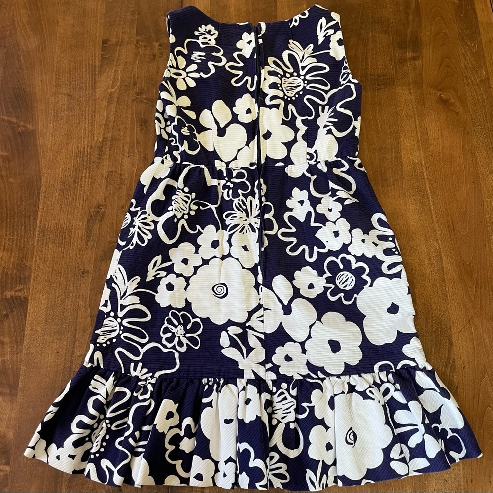 Handmade navy blue floral dress Small